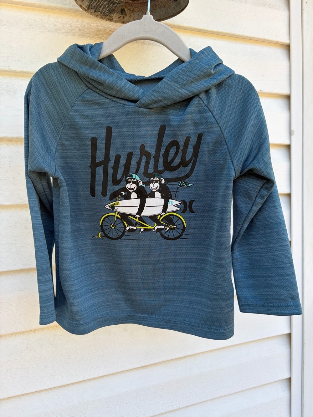 Hurley Boys 24M Blue Hooded Surf Graphic Long Sleeve Shirt